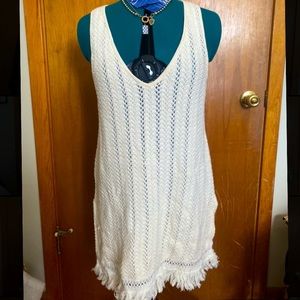Western wear knit dress with fringe hem